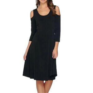 4/$20 NWOT Susan Graver Black Fit & Flare Cold Shoulder Dress - XS